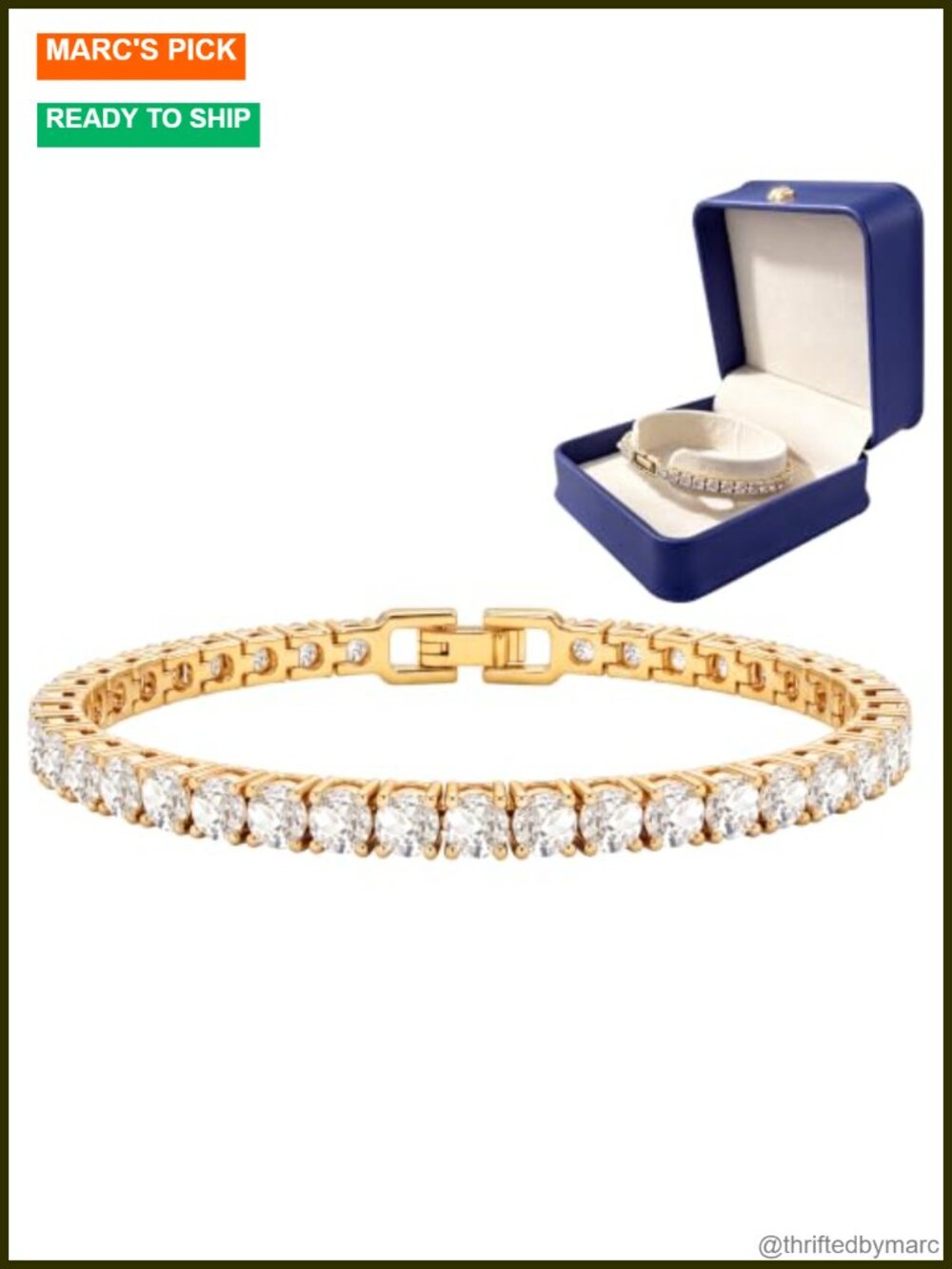18K Gold Plated Cubic Zirconia Tennis Bracelet 3mm Stackable
